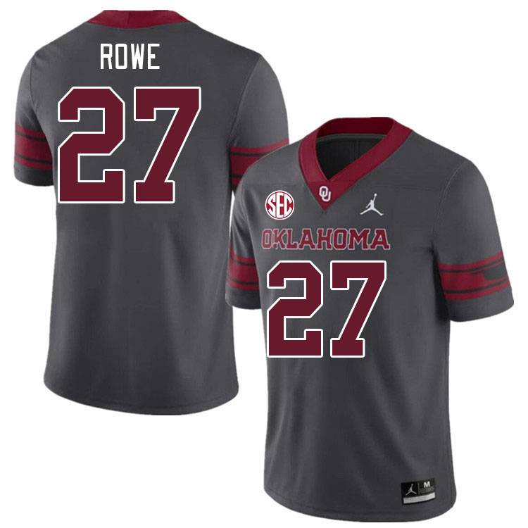 Men #27 Jayden Rowe Oklahoma Sooners 2024 SEC Conference College Football Jerseys-Charcoal